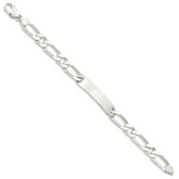 Sterling Silver 8.5inch Polished Engraveable 1 Figaro Link ID Bracelet